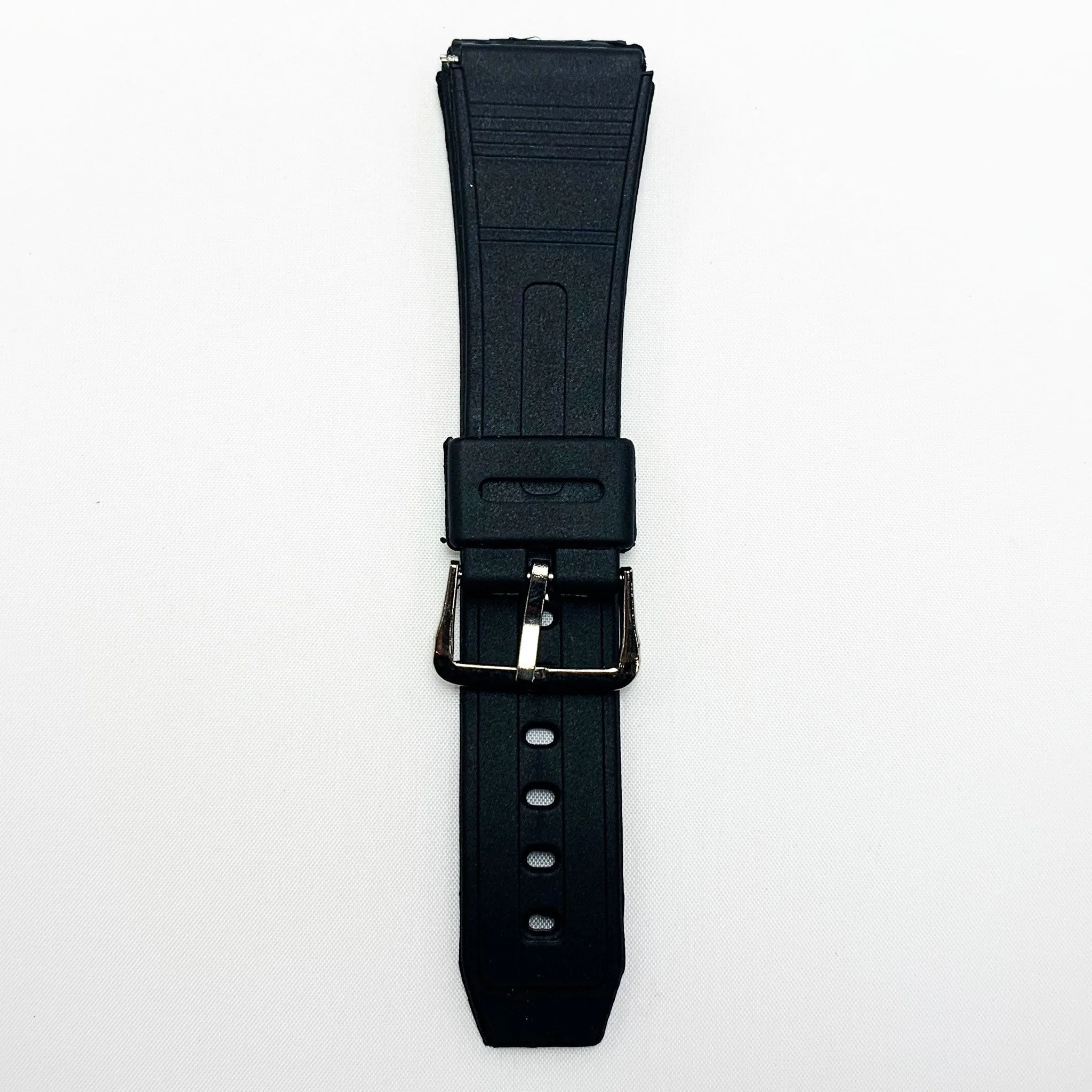 22 MM PVC Plain Watch Band With Easy Pin Black Color Quick Release Regular Size Watch Strap