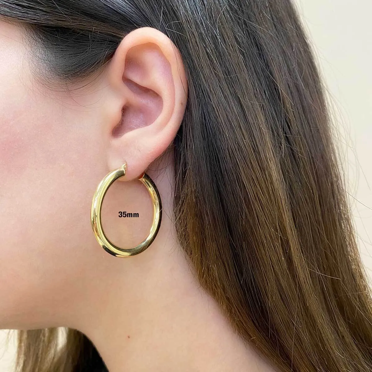 4mm Gold Tube Hoop Earrings