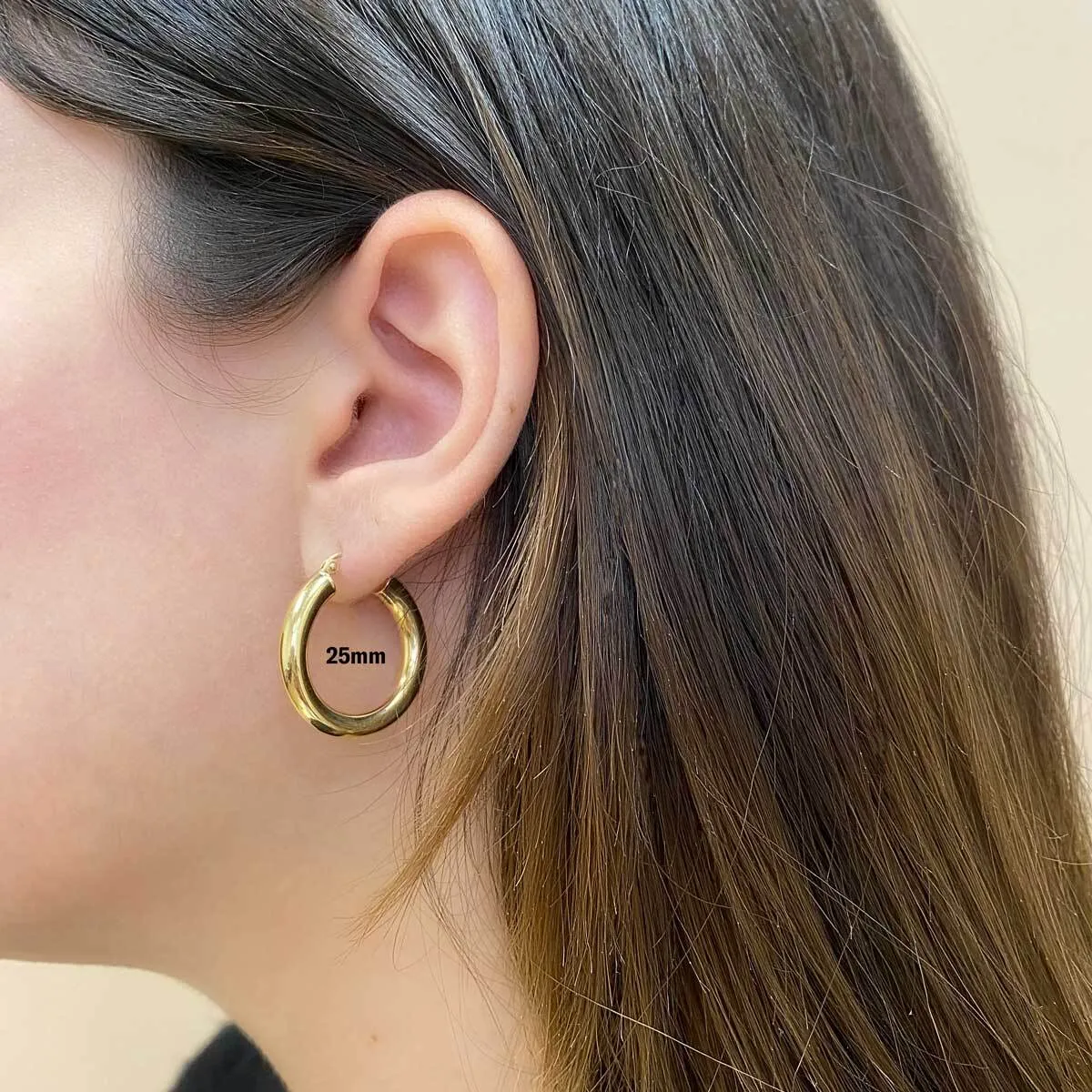 4mm Gold Tube Hoop Earrings