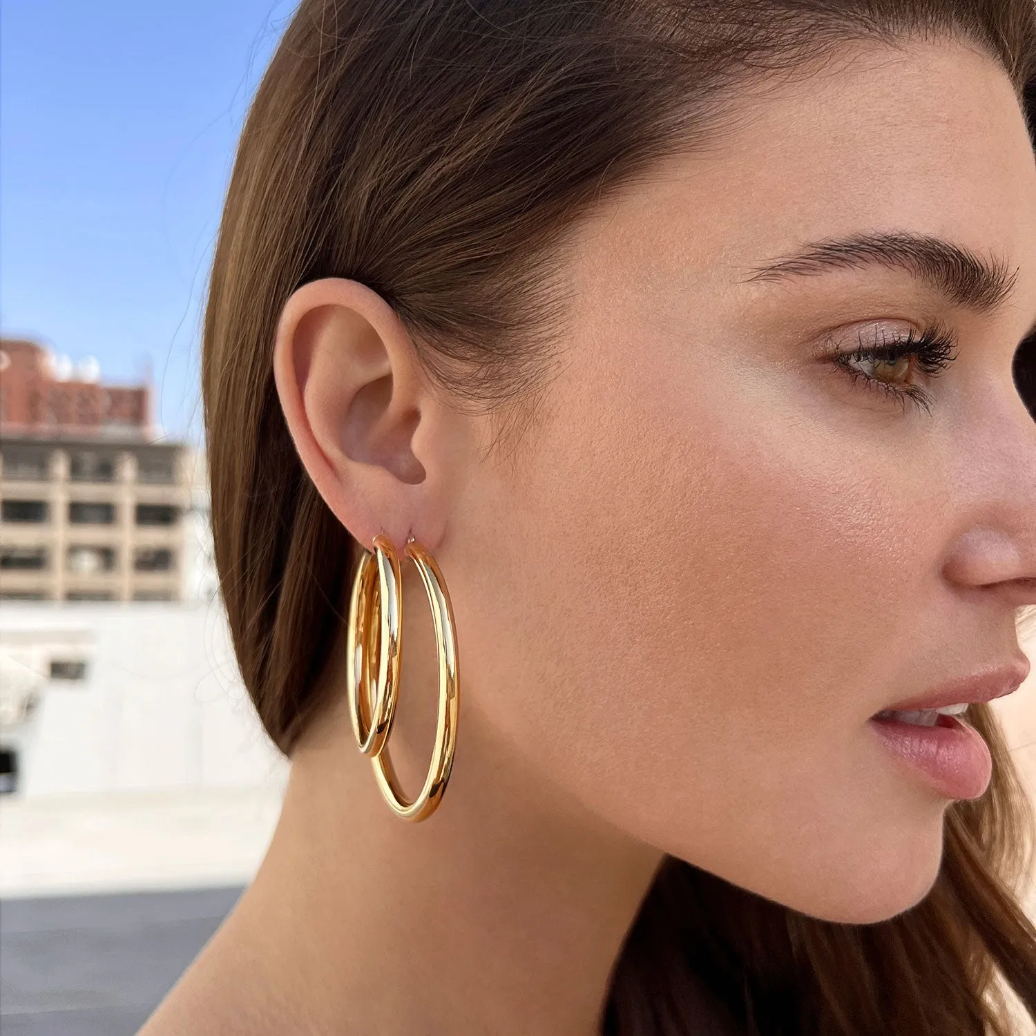 4mm Gold Tube Hoop Earrings