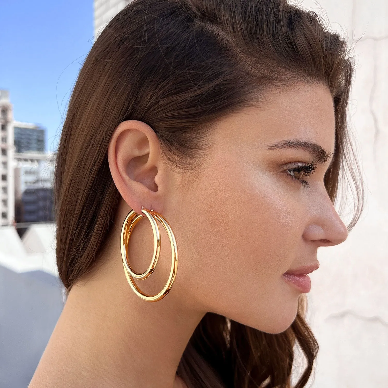 4mm Gold Tube Hoop Earrings