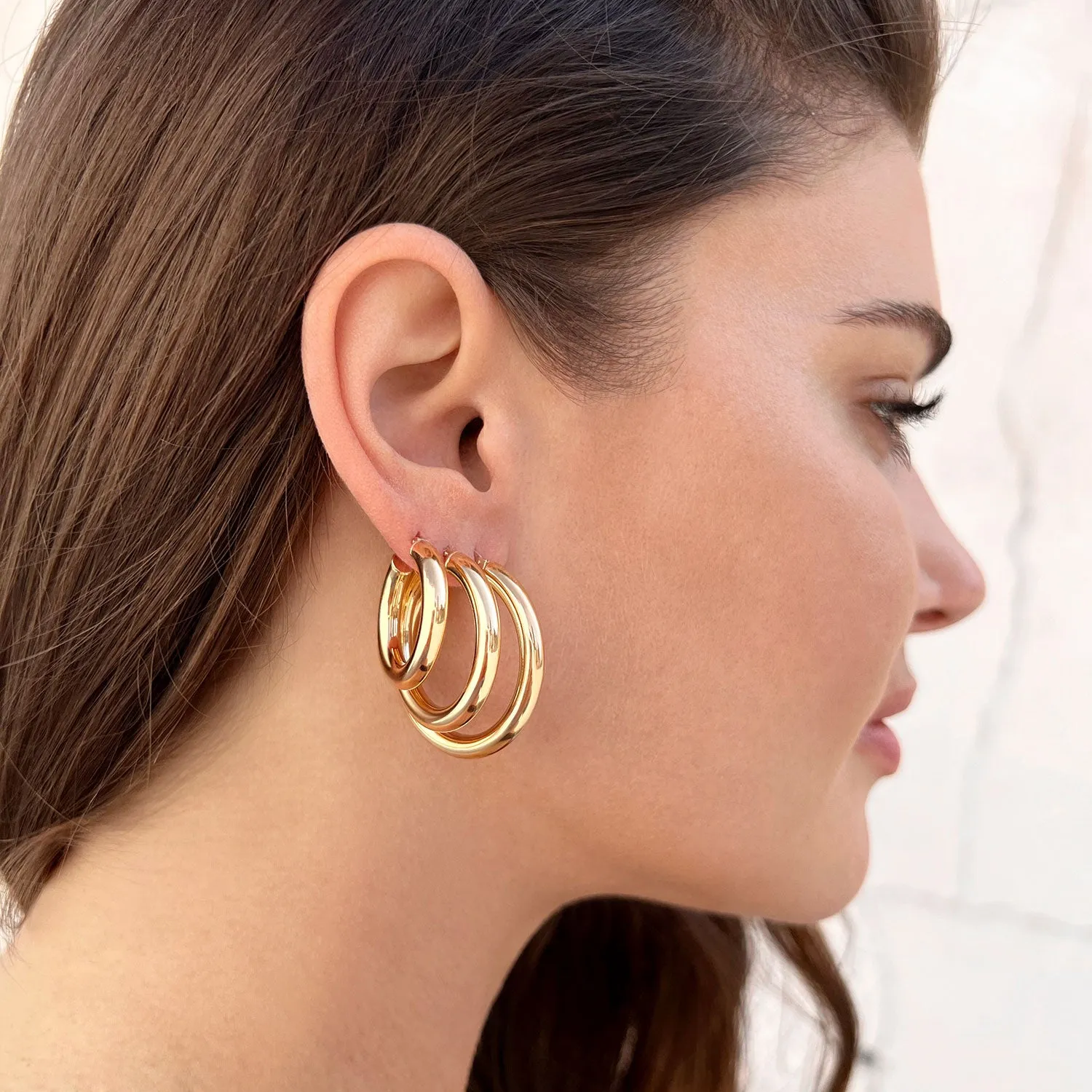 4mm Gold Tube Hoop Earrings