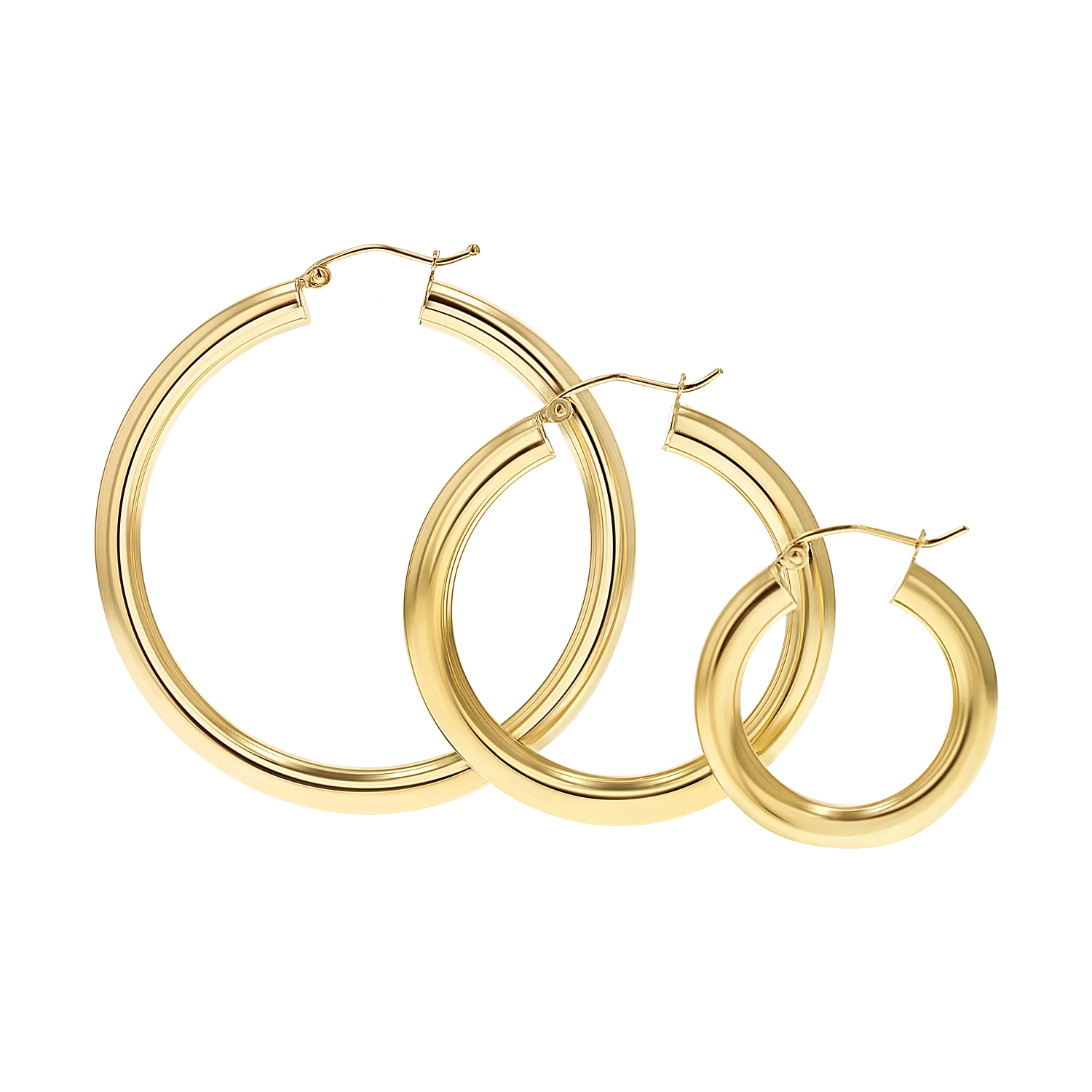 4mm Gold Tube Hoop Earrings