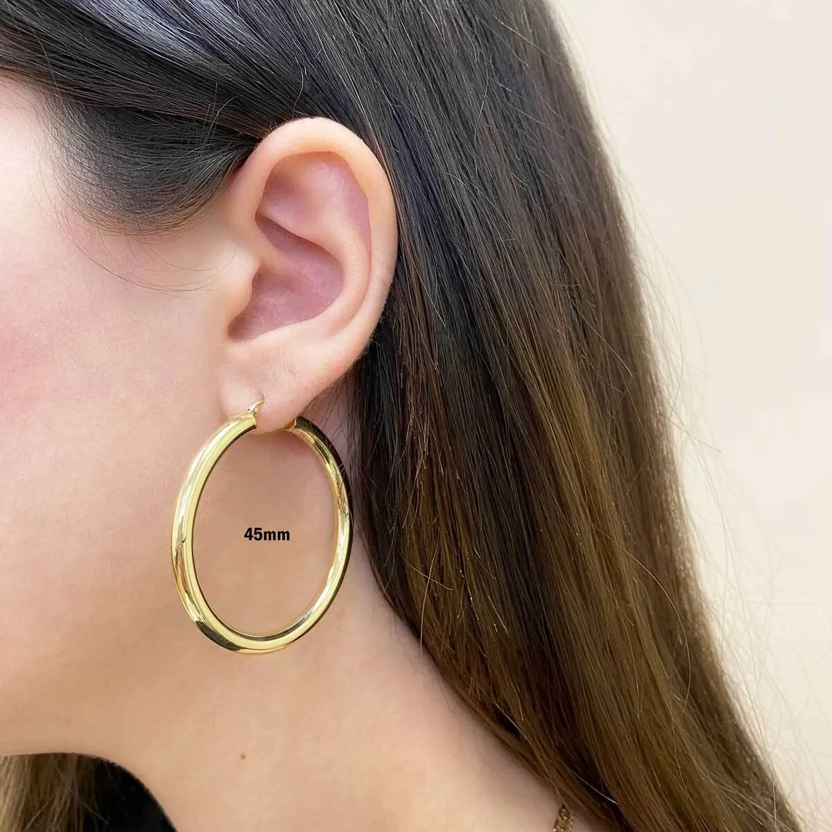 4mm Gold Tube Hoop Earrings