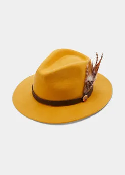 Alan Paine Richmond Felt Hat Mustard Feather