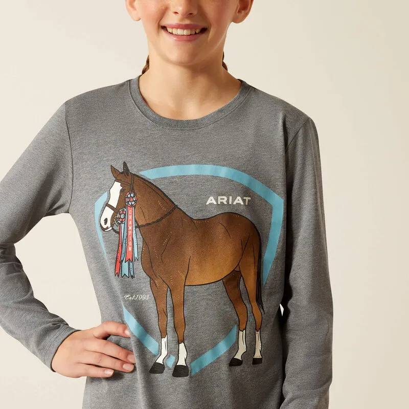 Ariat Youth Champion Pony Long Sleeved T-Shirt Grey