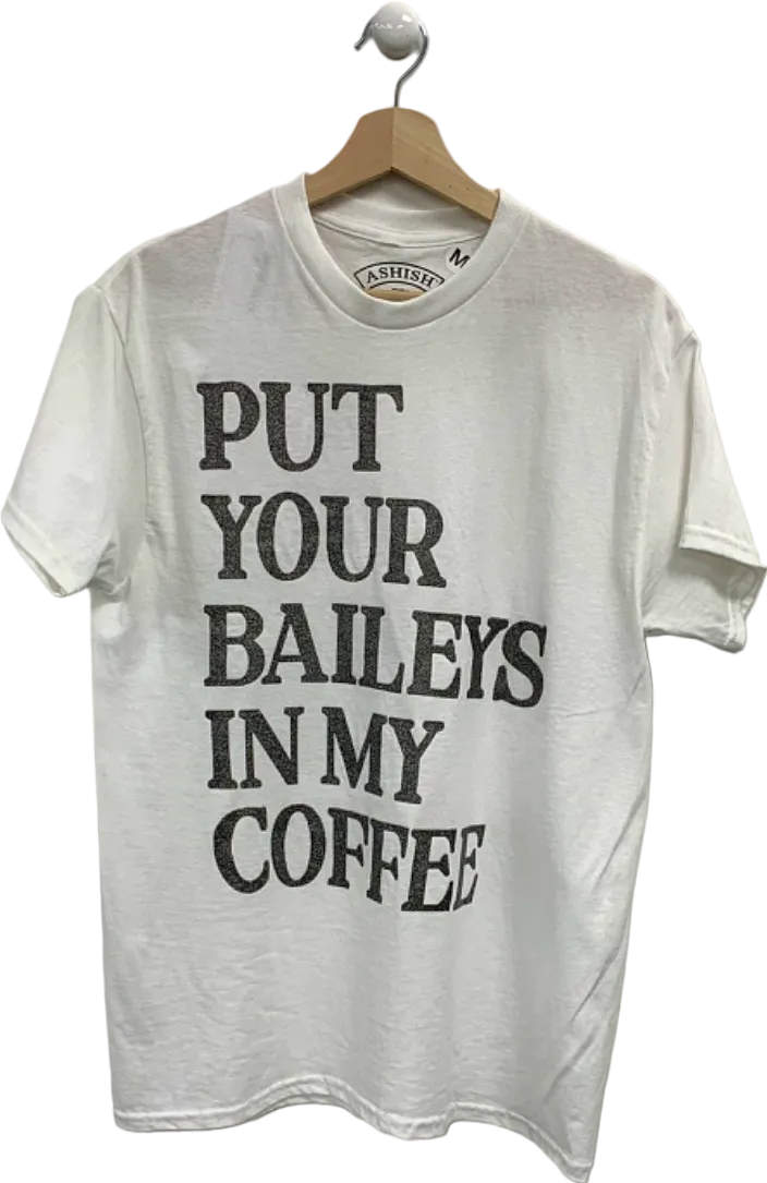 Ashish White 'Put Your Baileys In My Coffee' T-Shirt M