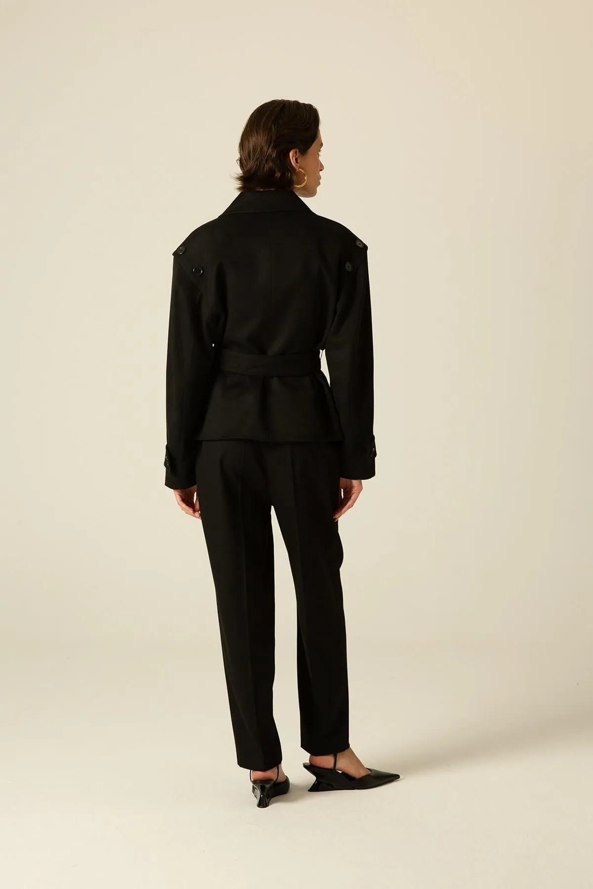 Asymmetrical Black Cachet Jacket with Belt