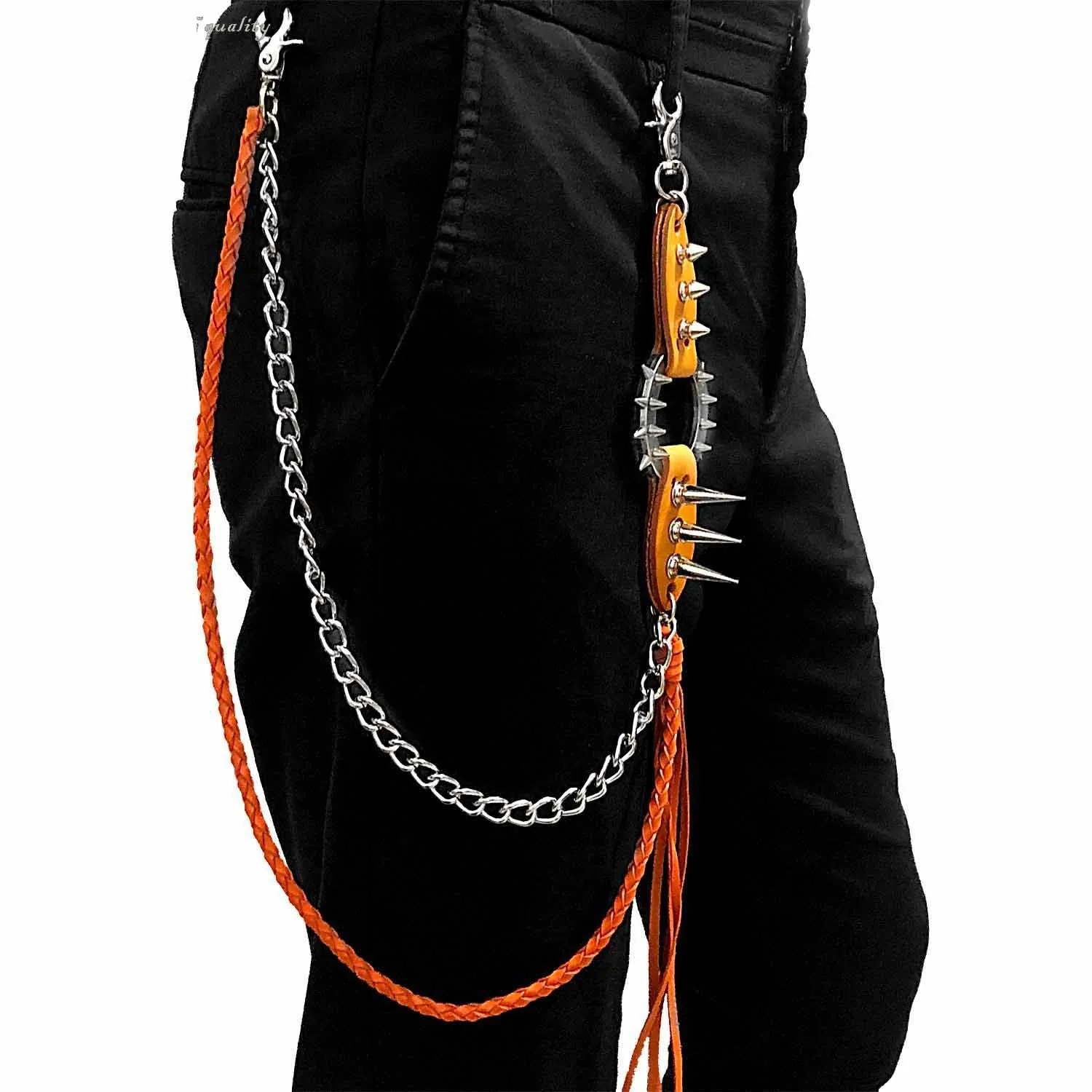 Badass Double Leather Metal Wallet CHain Pants Chain Long Biker Wallet Chain For Men