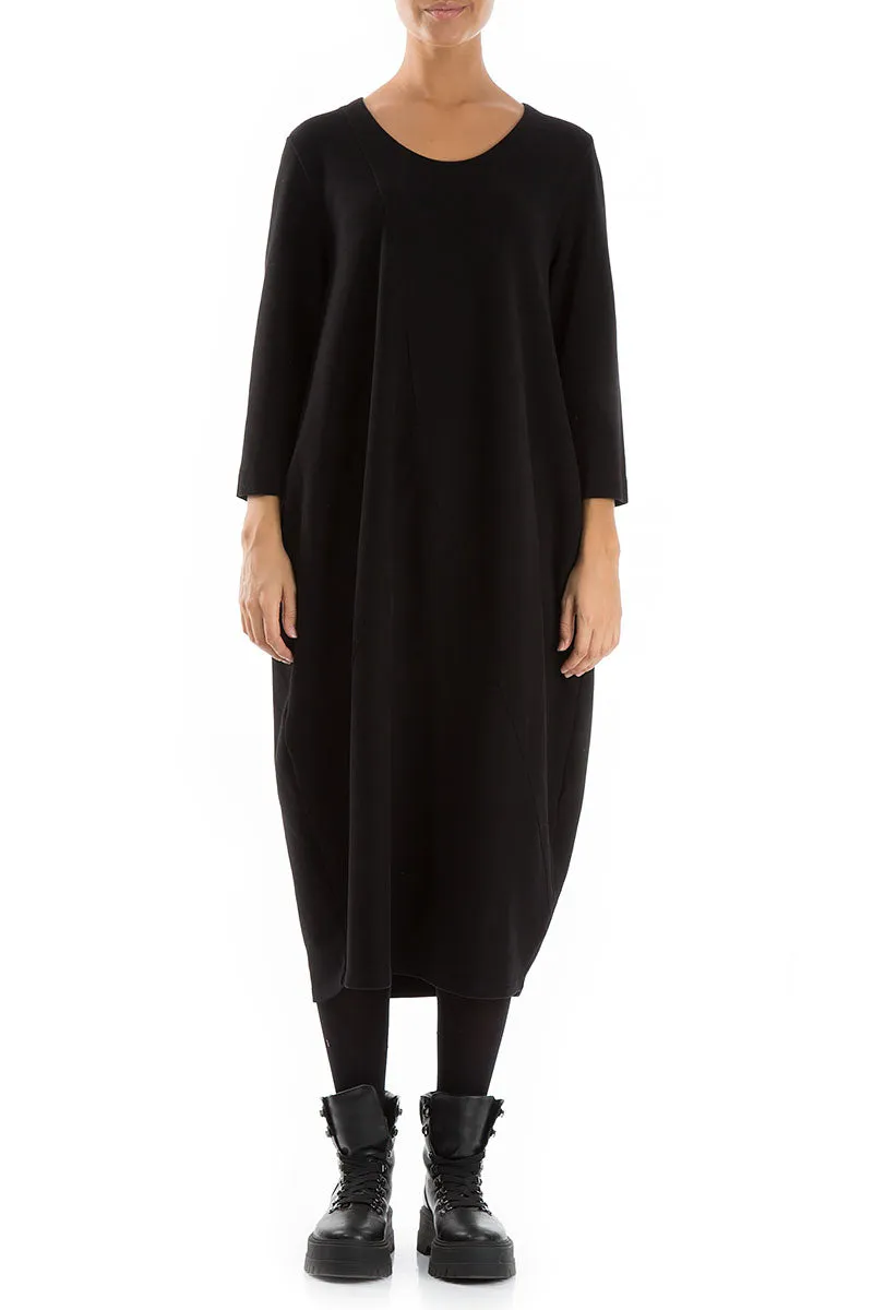 Balloon Black Cotton Jersey Dress