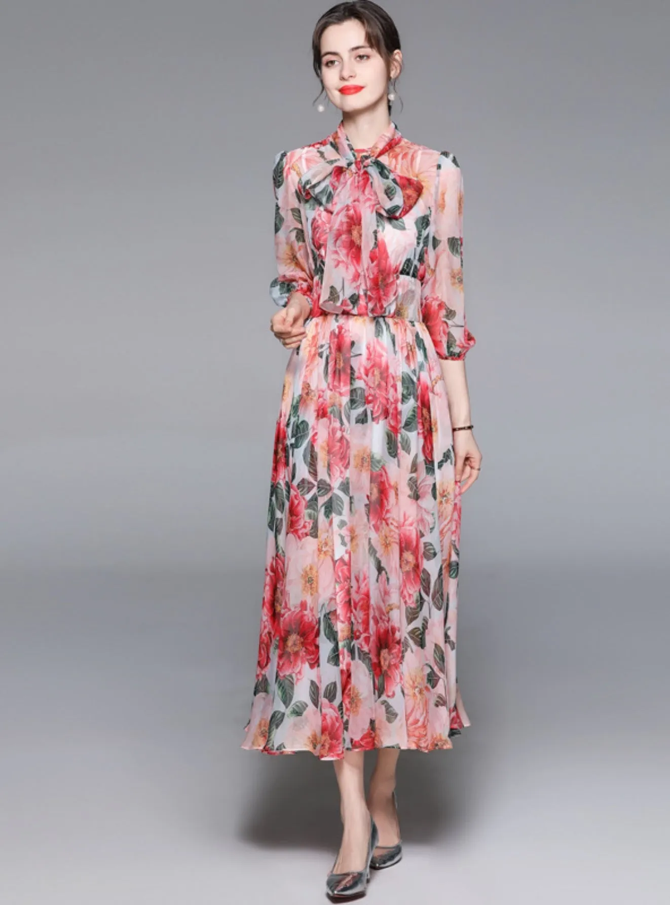 BerryBetty - Bohemian Printed Slim Swing Dress