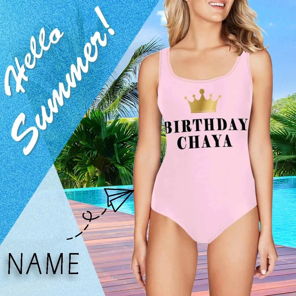 Birthday Bathing Suit-Custom Name Birthday Women's One Piece Swimsuit