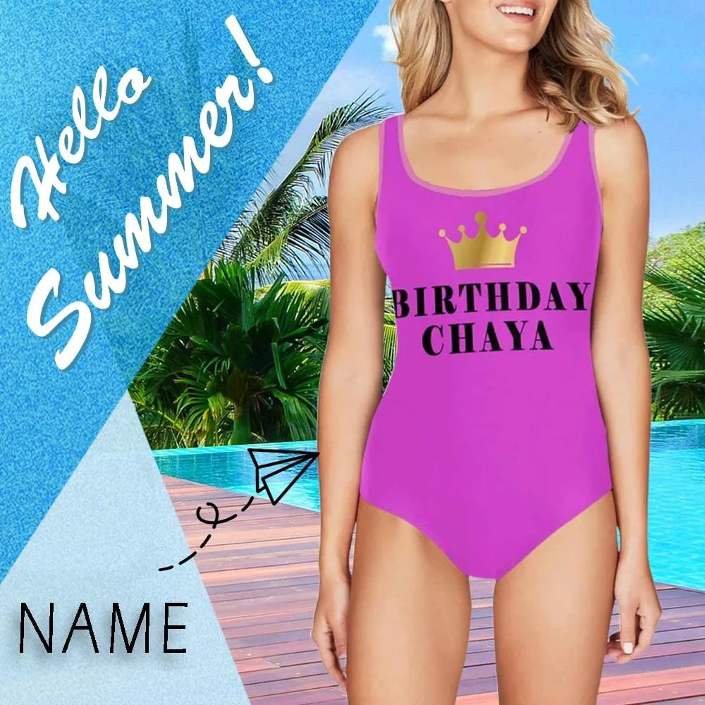 Birthday Bathing Suit-Custom Name Birthday Women's One Piece Swimsuit