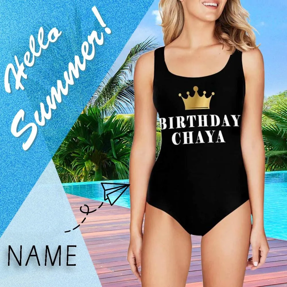 Birthday Bathing Suit-Custom Name Birthday Women's One Piece Swimsuit