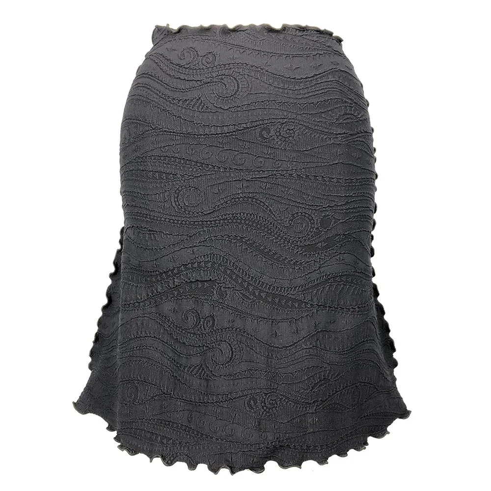 Black Catty Jacquard Knit Bias Skirt