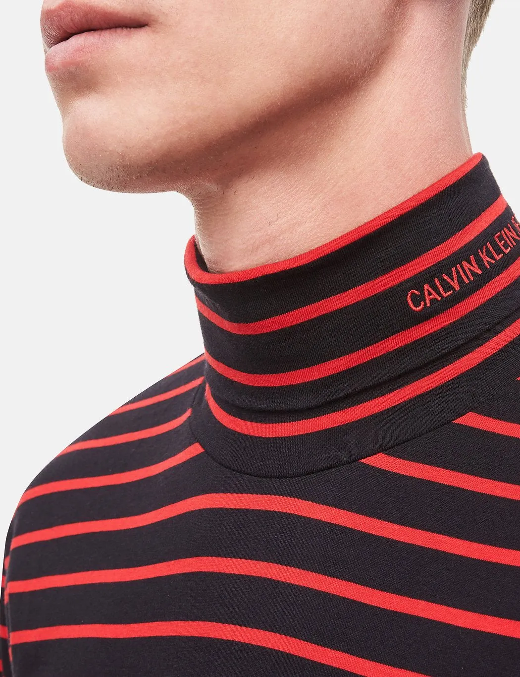 Calvin Klein Stripe L/S Turtleneck - CK Black/Red