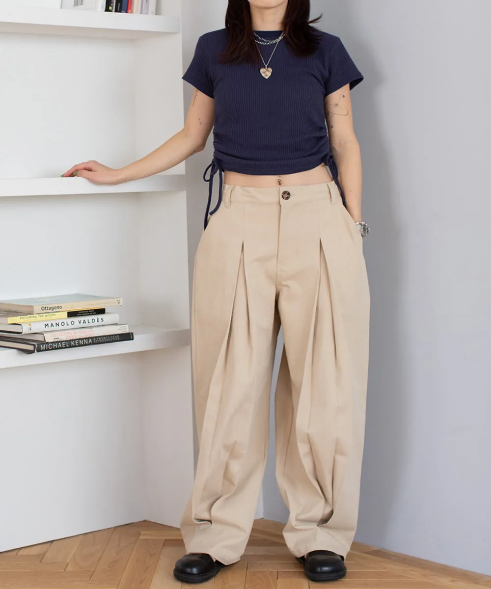 center tuck pants