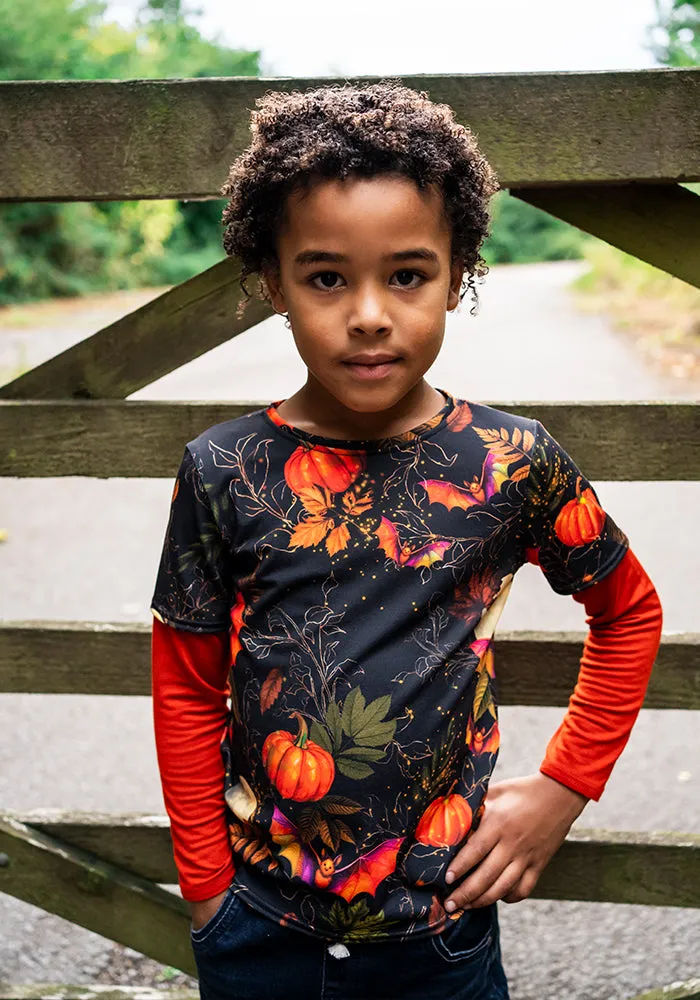 Children's Pumpkins & Bat Print T-Shirt (Bram)