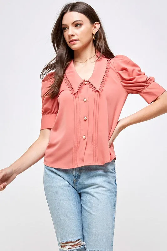 Cinnamon Eyelet Collar Blouse