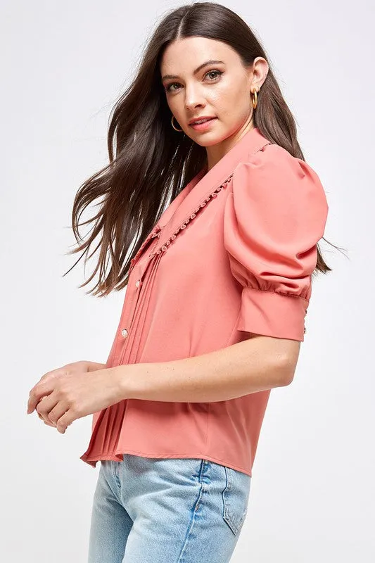 Cinnamon Eyelet Collar Blouse