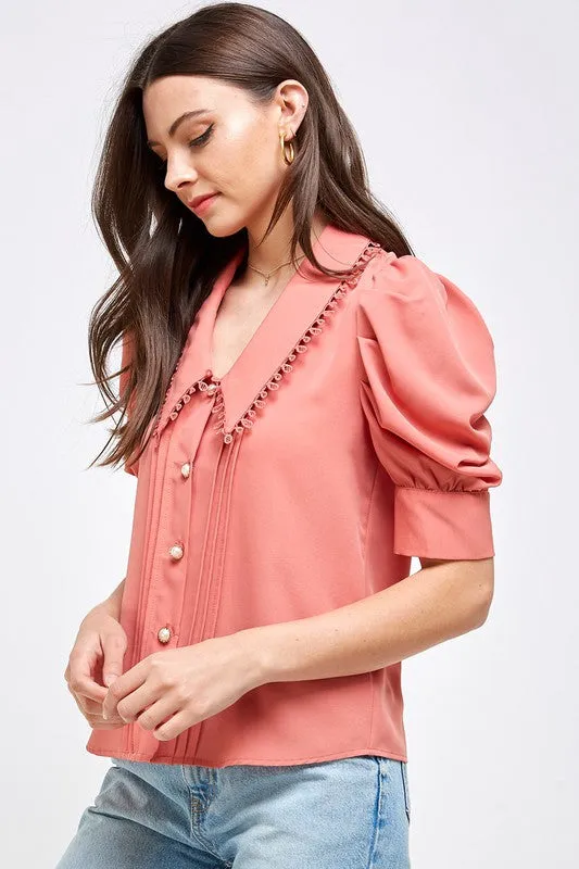 Cinnamon Eyelet Collar Blouse