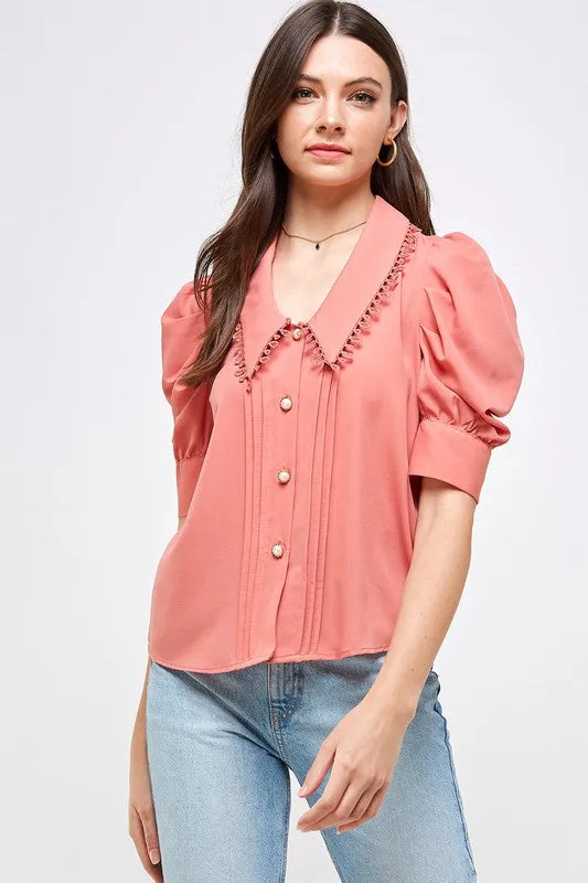 Cinnamon Eyelet Collar Blouse