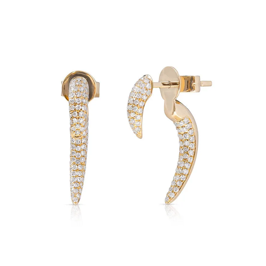 DIAMOND JACKET HORN EARRINGS