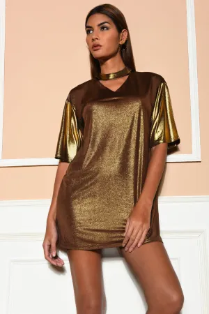 Feeling Metallic T-Shirt Dress