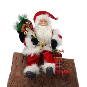 Festive 45cm Sitting Traditional Santa with Stocking