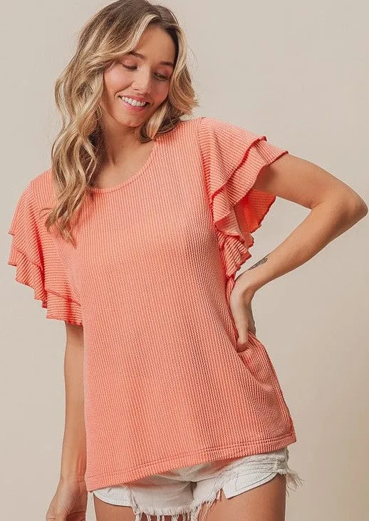 FINAL SALE - Relaxed Fit Summer Orange Ribbed Top