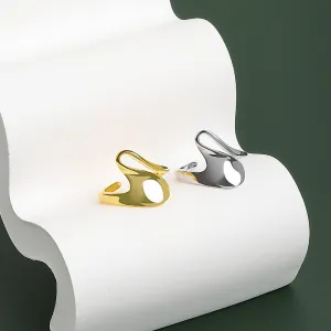 Gold-plated Ring Exaggerated Irregular Concave Wide Surface