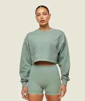 Gymshark everywear Cropped Long Sleeve Tee - Dollar Green