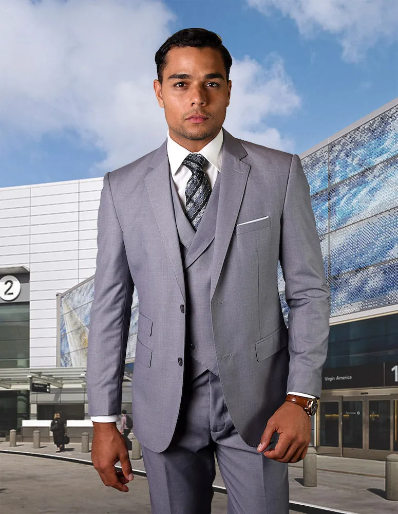 LAZIO GREY TAILORED FIT 3 PC SUIT