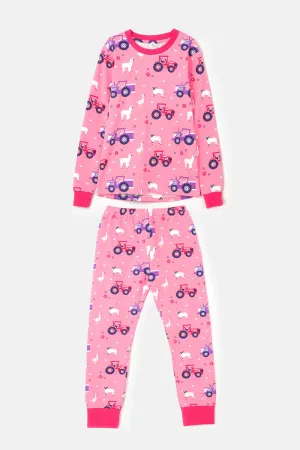 Lighthouse Girls Tractor Print Pyjamas