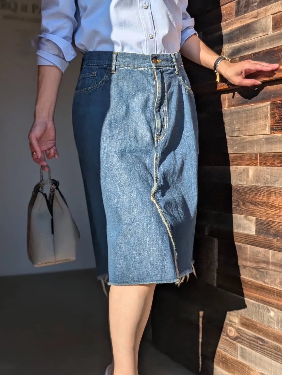 MADISONBLUE  5POCKET REMAKE A-LINE SK L.oz DENIM