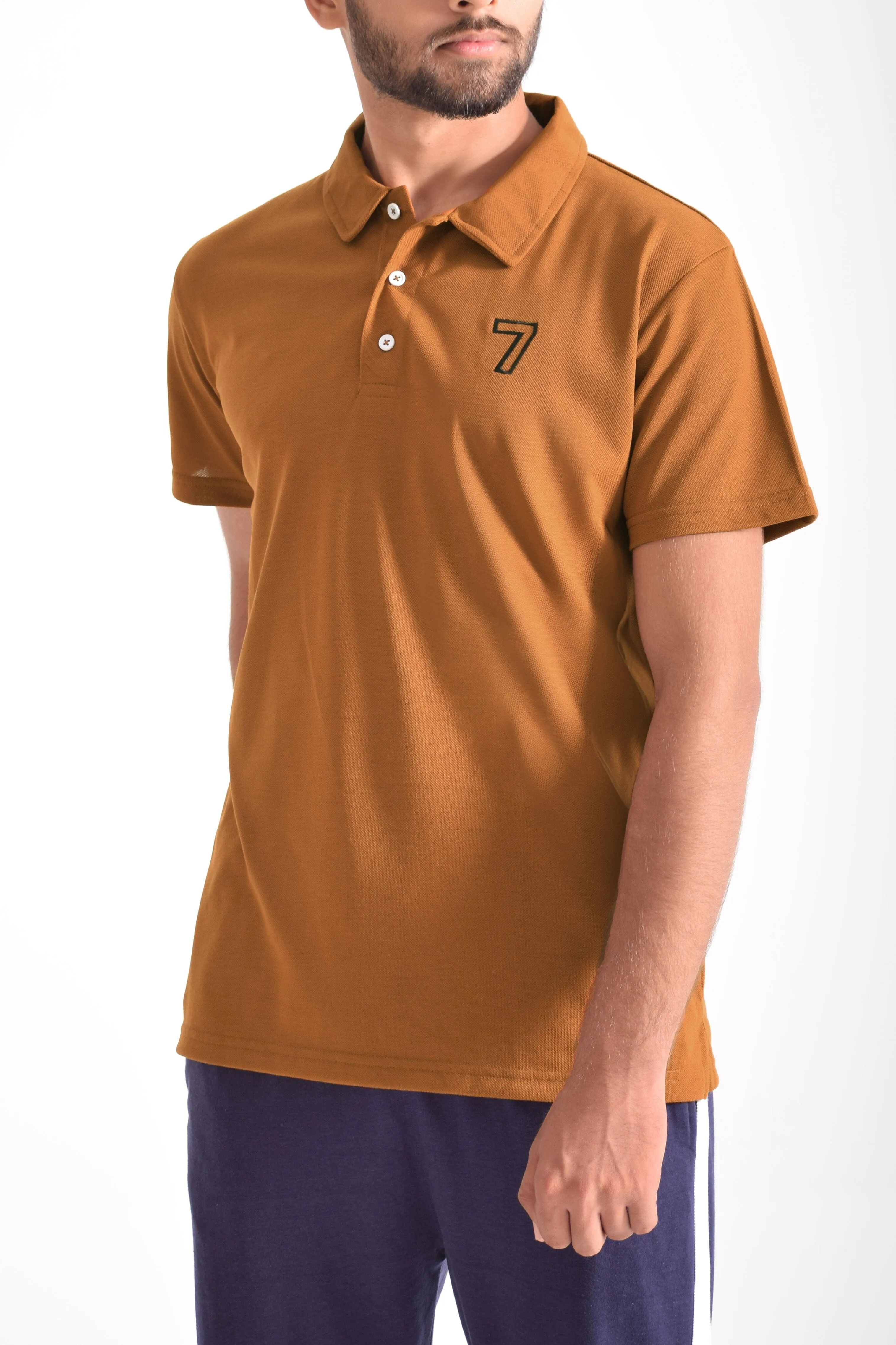 Men's 7 Embroidered Short Sleeve Polo Shirt