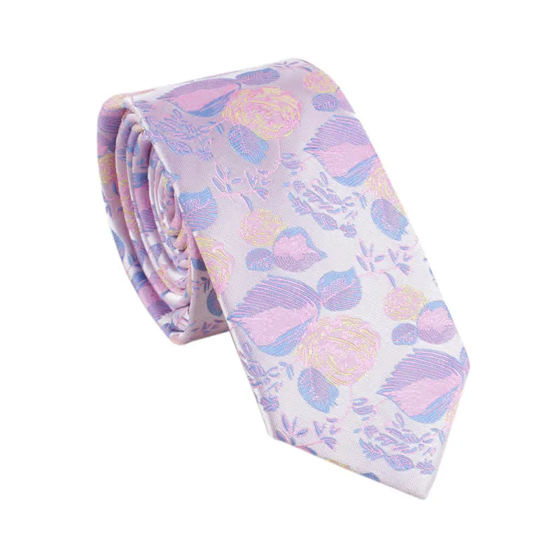 Men's Wedding Party Leisure Suit Skinny Floral Necktie