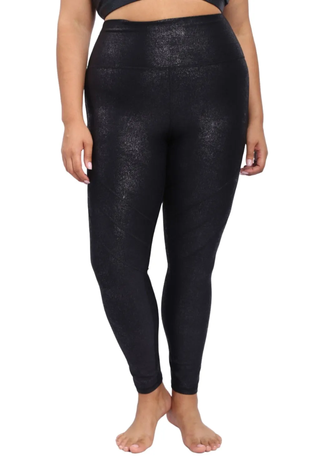 Mono B  High Waist Foil Leggings With Seam Details APH-A0950 and Plus