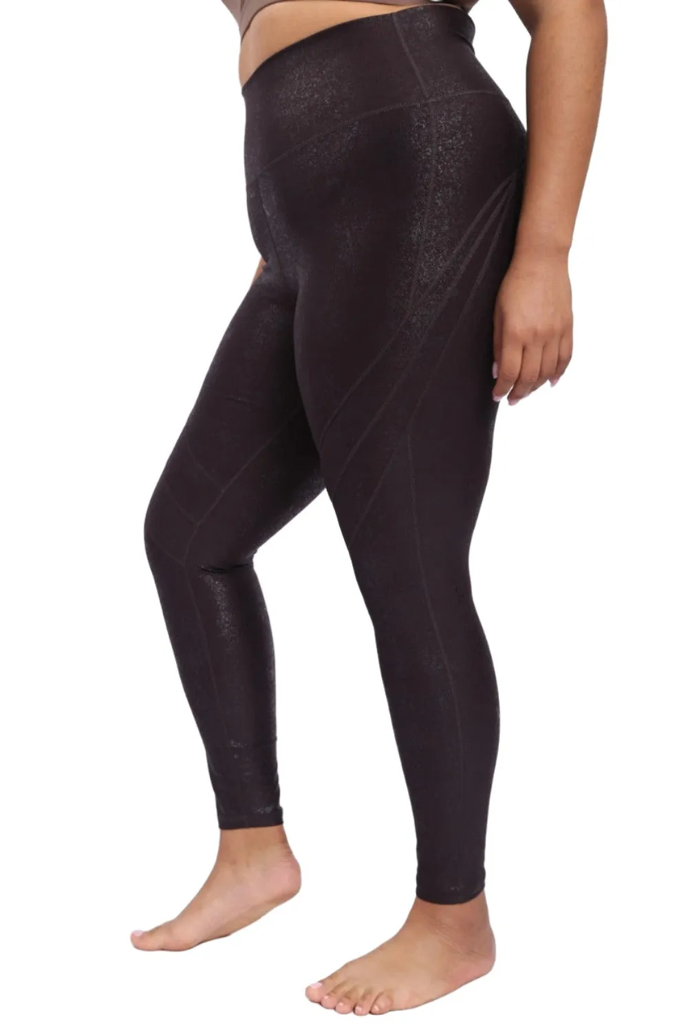 Mono B  High Waist Foil Leggings With Seam Details APH-A0950 and Plus