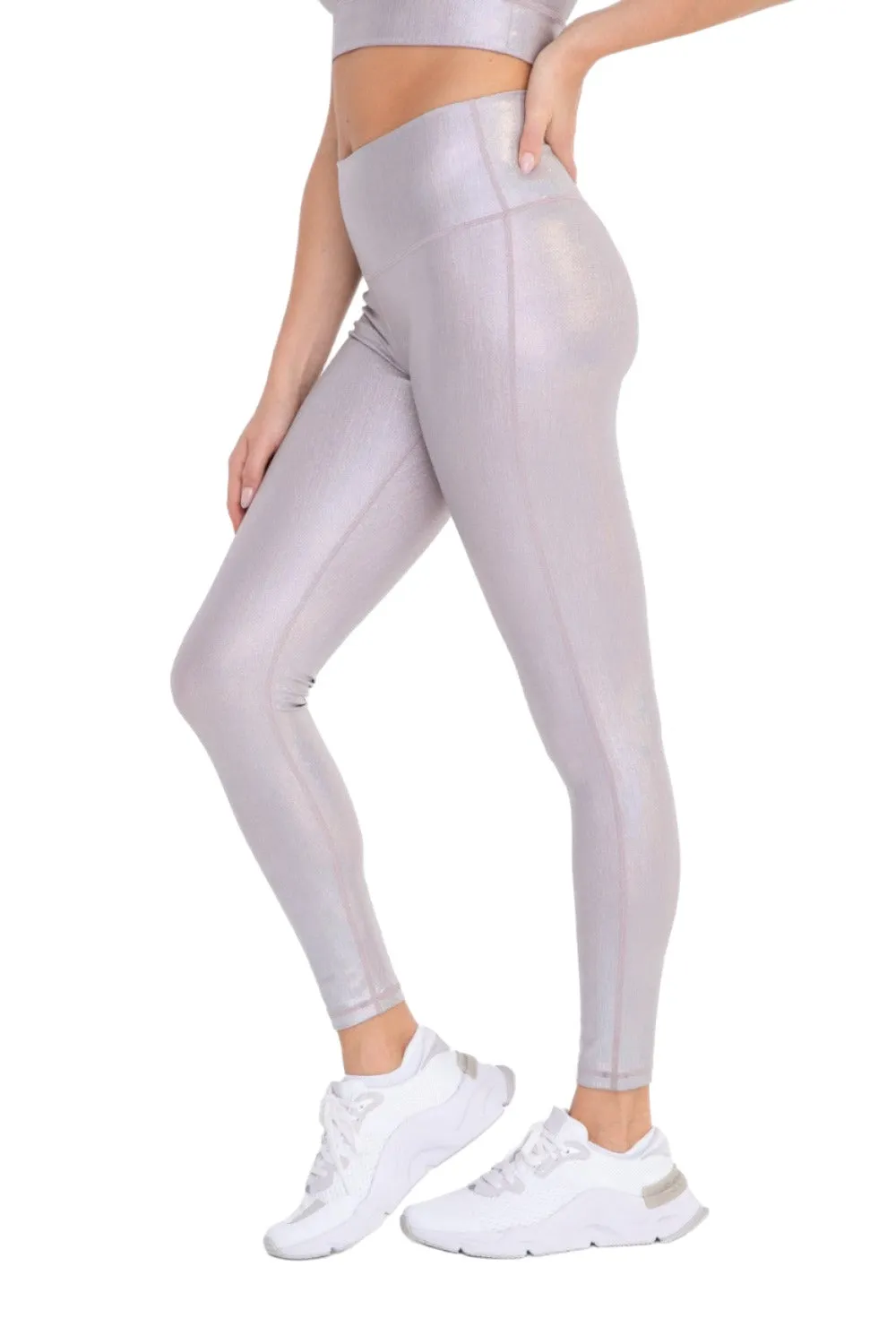 Mono B Iridescent Holo Foil High-Waisted Leggings APH-A0870 and Plus