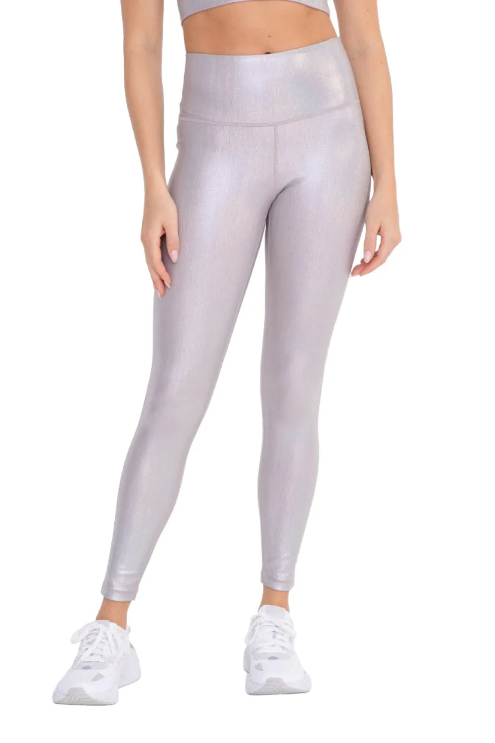 Mono B Iridescent Holo Foil High-Waisted Leggings APH-A0870 and Plus