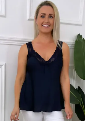 Morgana Navy Lace Trim Cami