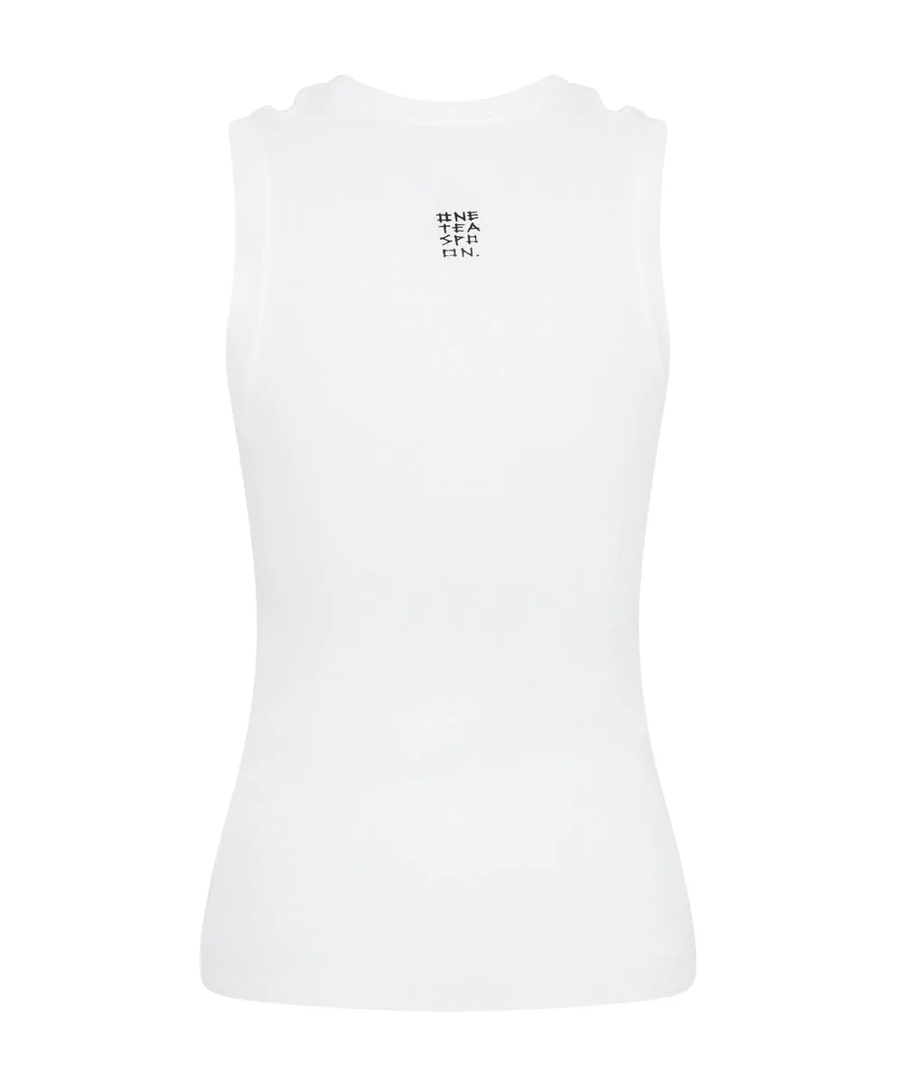 ONE TEASPOON Womens OTS Cut Through Fine Ribbed Tank Top - White