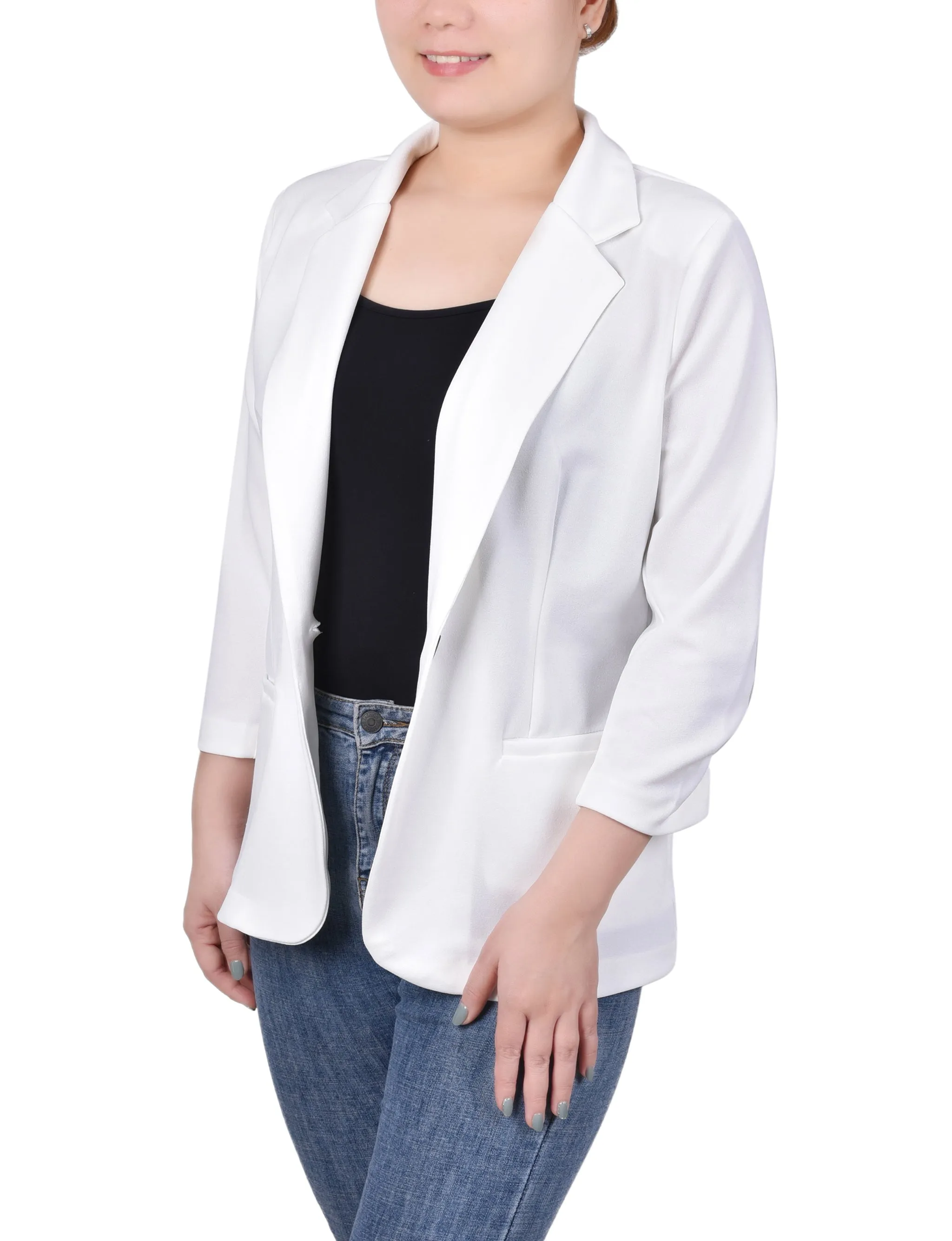 Petite 3/4 Sleeve Scuba Crepe Jacket