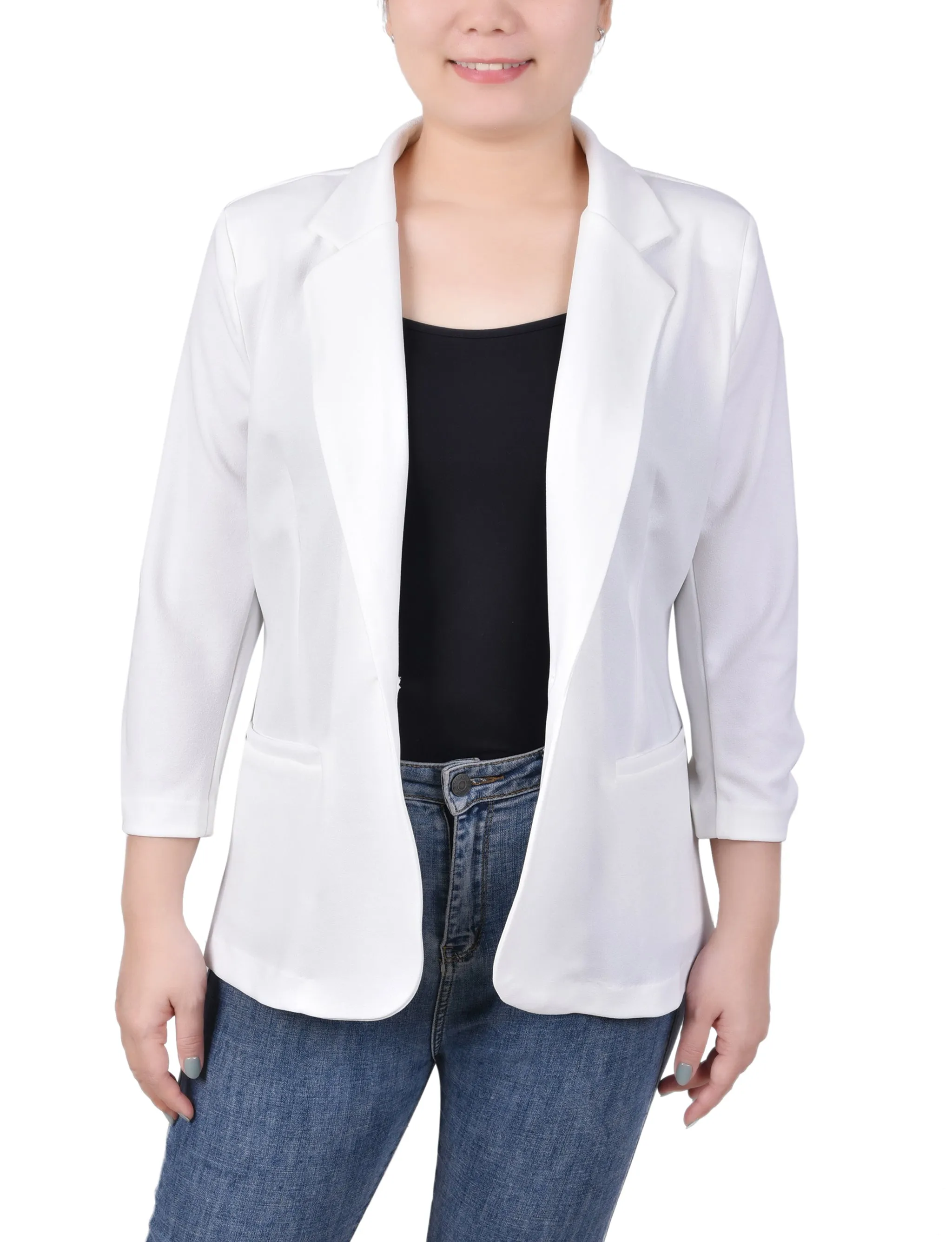 Petite 3/4 Sleeve Scuba Crepe Jacket