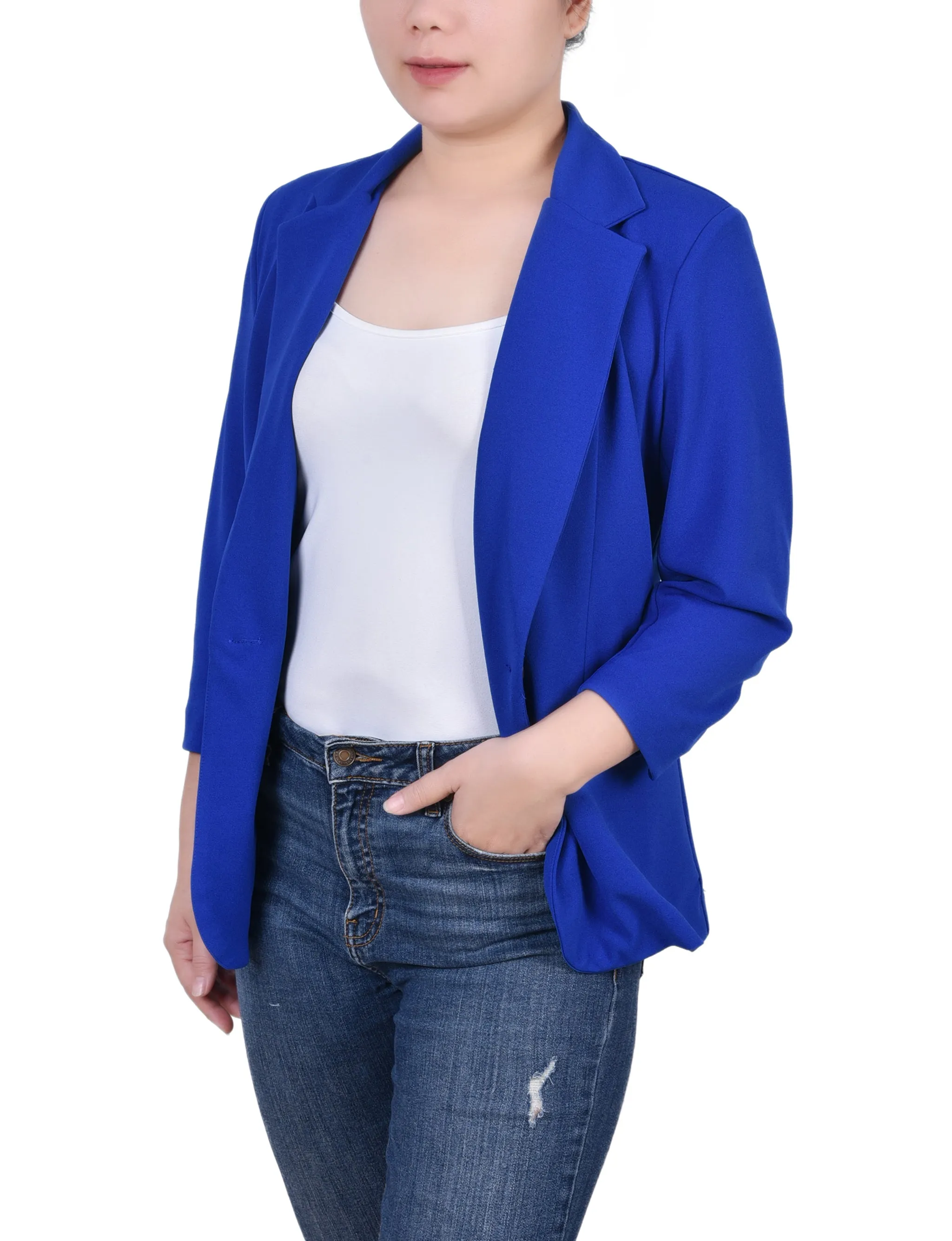 Petite 3/4 Sleeve Scuba Crepe Jacket