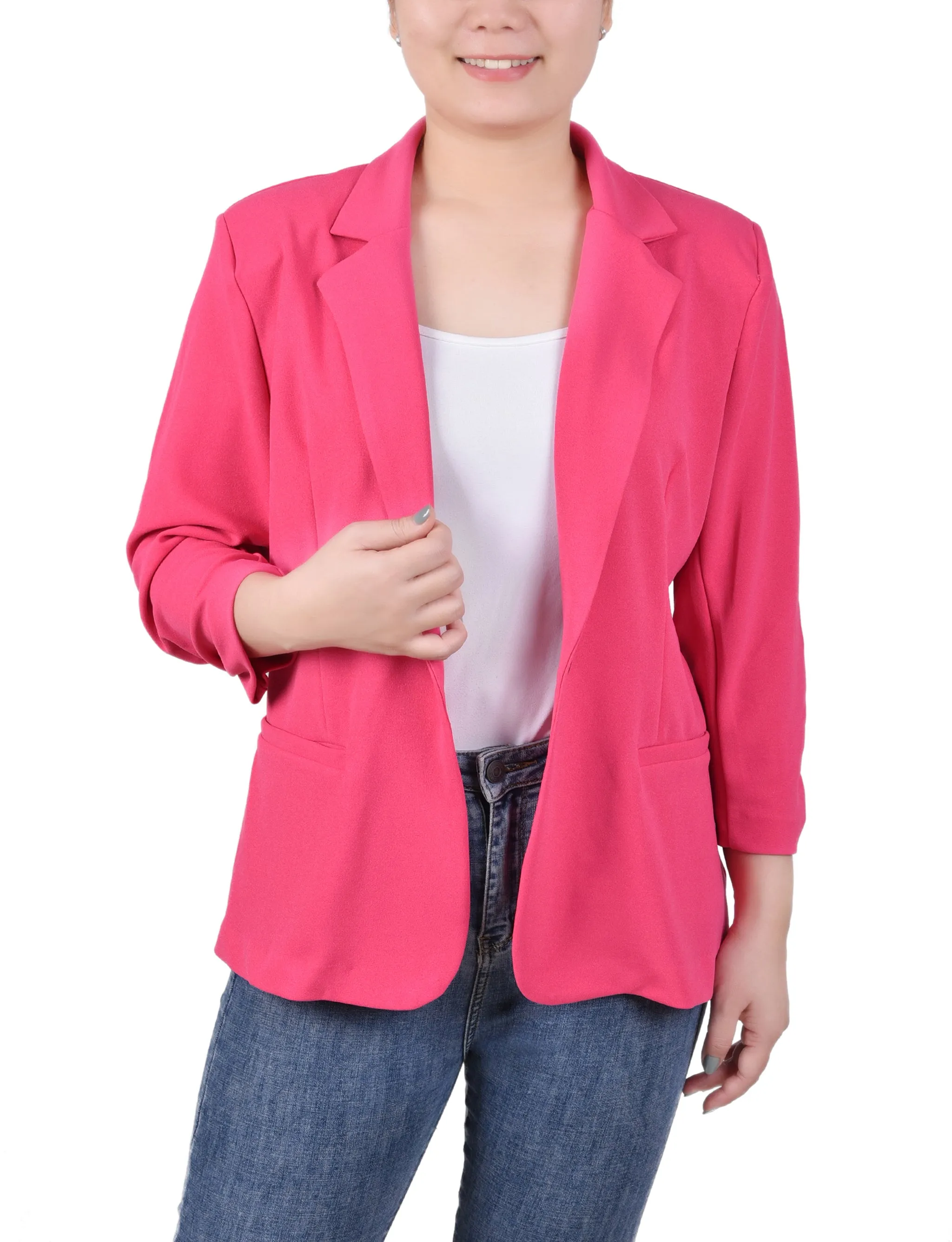 Petite 3/4 Sleeve Scuba Crepe Jacket