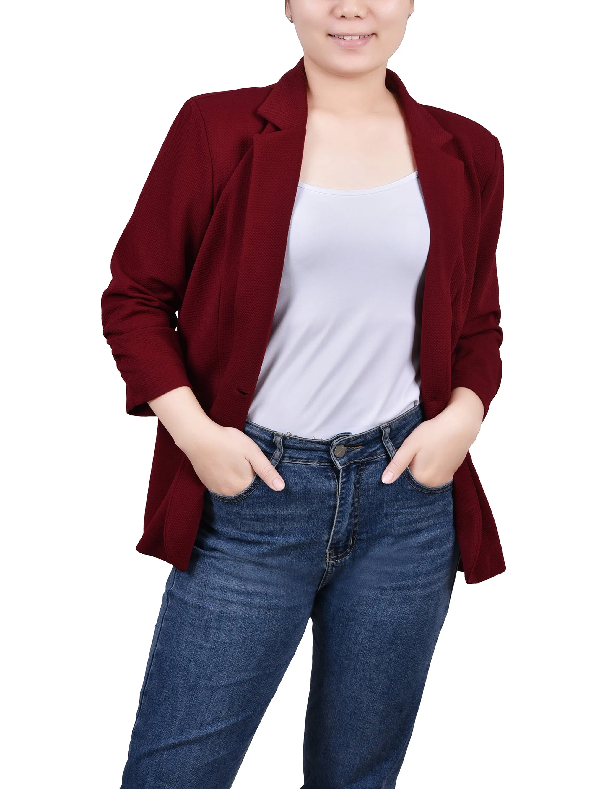 Petite 3/4 Sleeve Scuba Crepe Jacket