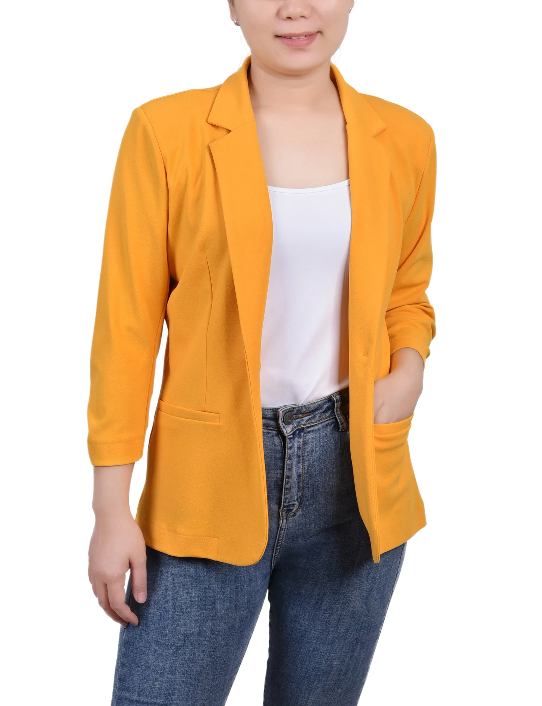 Petite 3/4 Sleeve Scuba Crepe Jacket