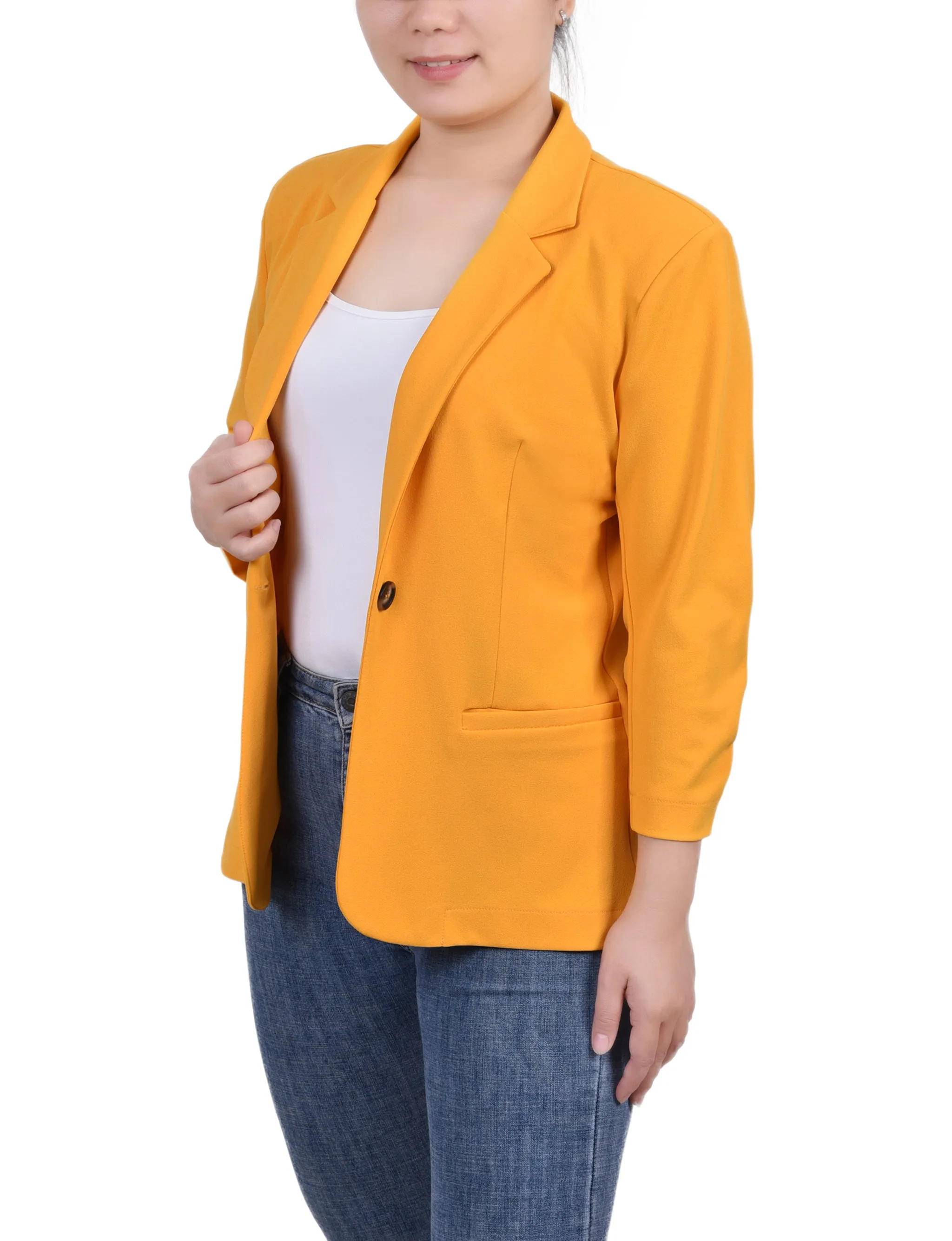 Petite 3/4 Sleeve Scuba Crepe Jacket